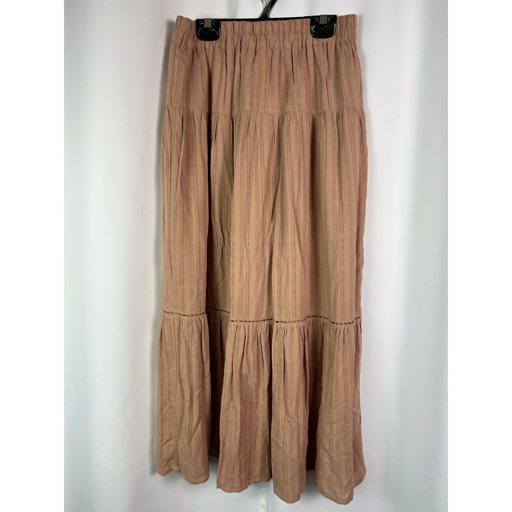 Gentle Fawn Rayon Tiered Maxi Skirt Dusty Rose Mauve Boho Cottagecore Small